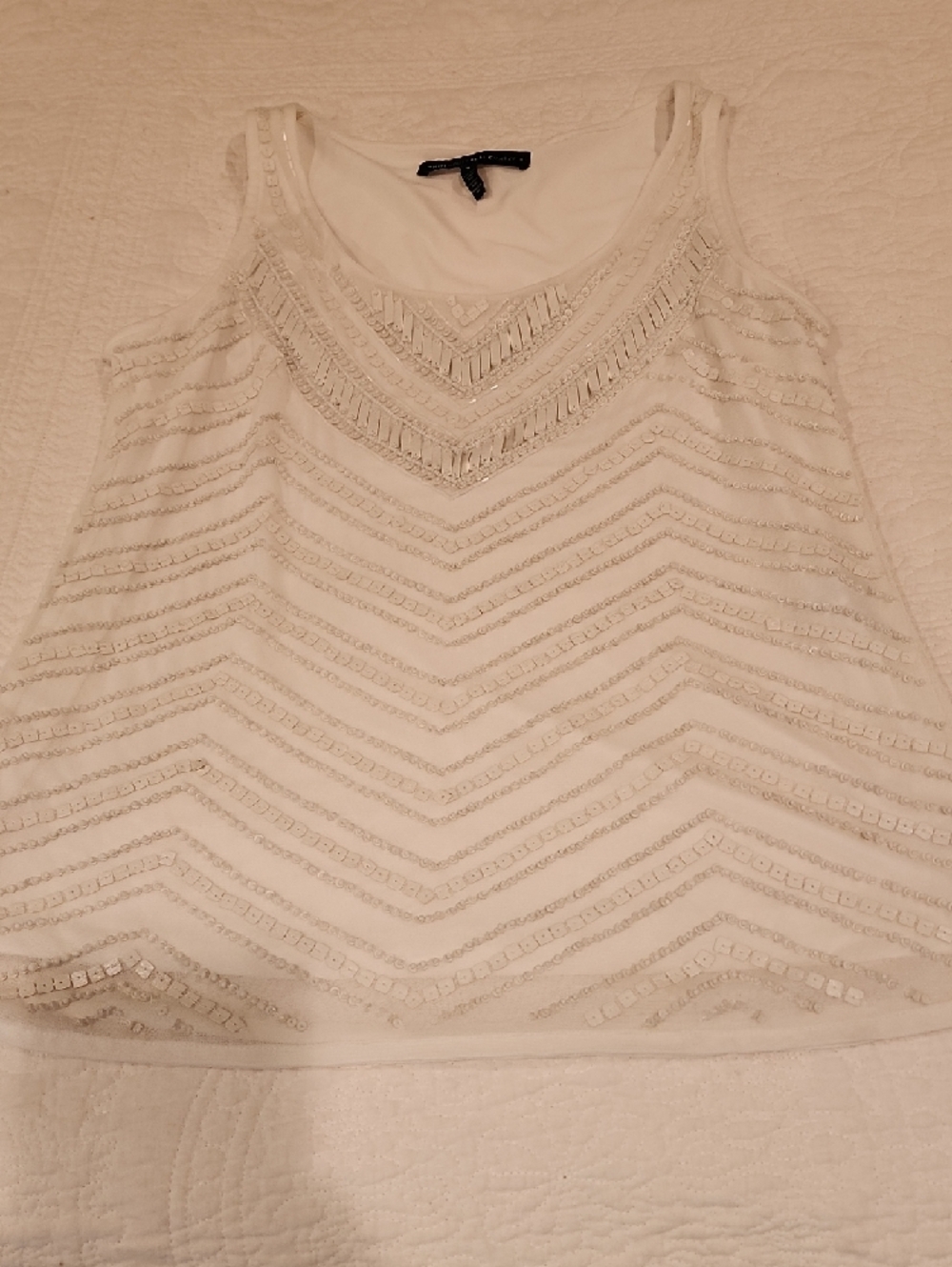 White House Black Market White Blouse with Beading - Picture 7 of 8